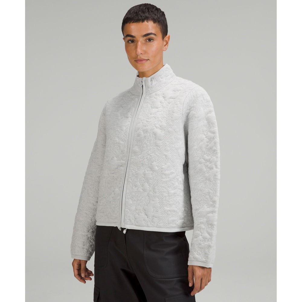 Lululemon Jacquard Multi-Texture Zip Up Sweater Jacket Heathered Vapor Women's 8